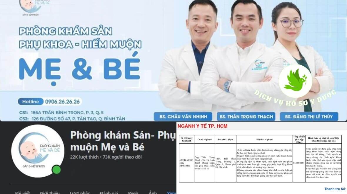 Phòng Khám Sản Phụ Khoa Hiếm Muộn Mẹ Và Bé vi phạm y tế