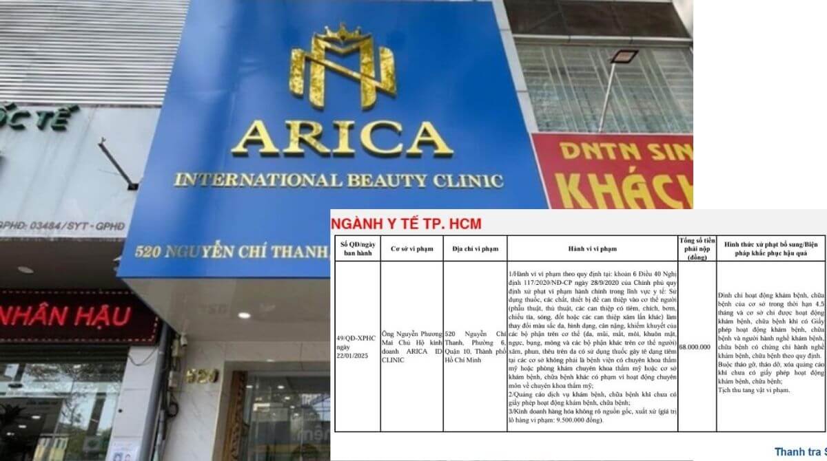 Thẩm mỹ Arica ID Clinic vi phạm quy định y tế