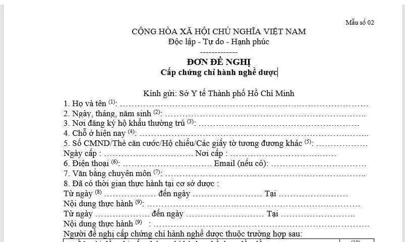 Mẫu Đơn đề nghị cấp chứng chỉ hành nghề dược theo Nghị định 54/2017/NĐ-CP Mẫu Đơn đề nghị cấp chứng chỉ hành nghề dược theo Nghị định 54/2017/NĐ-CP