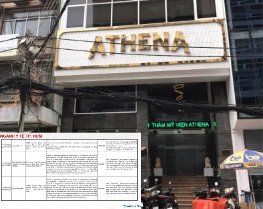 Cơ Sở Thẩm Mỹ Athena Bị Xử Phạt Do Hoạt Động Không Phép Cơ Sở Thẩm Mỹ Athena Bị Xử Phạt Do Hoạt Động Không Phép
