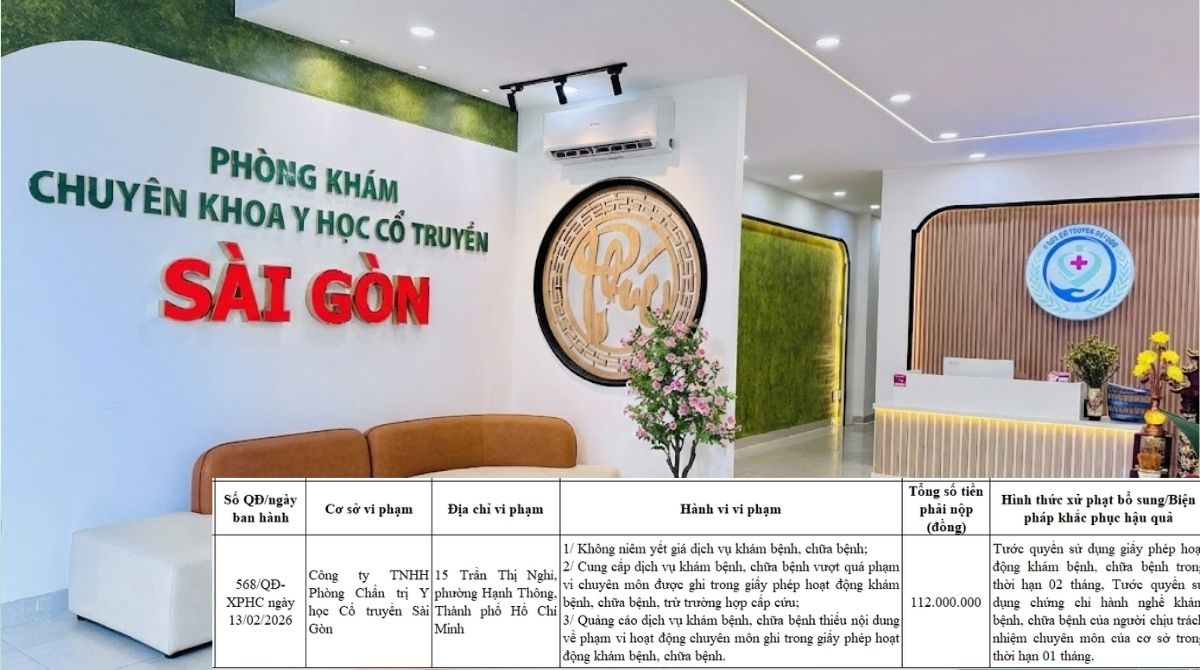 Phòng Khám Y Học Cổ Truyền Sài Gòn (Gò Vấp) Bị Phạt Phòng Khám Y Học Cổ Truyền Sài Gòn (Gò Vấp) Bị Phạt