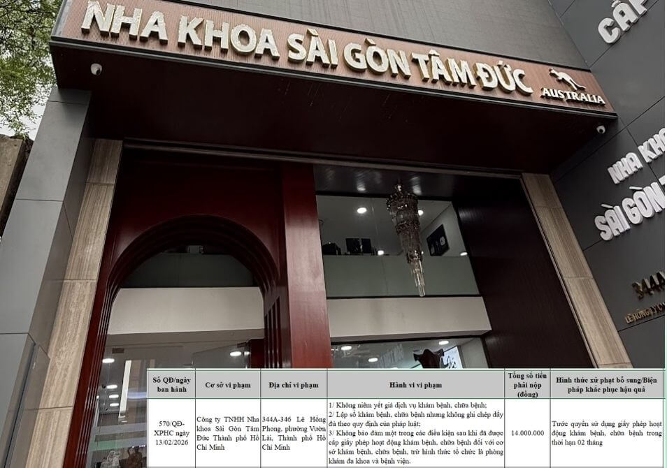 Nha Khoa Sài Gòn Tâm Đức vi phạm Nha Khoa Sài Gòn Tâm Đức vi phạm