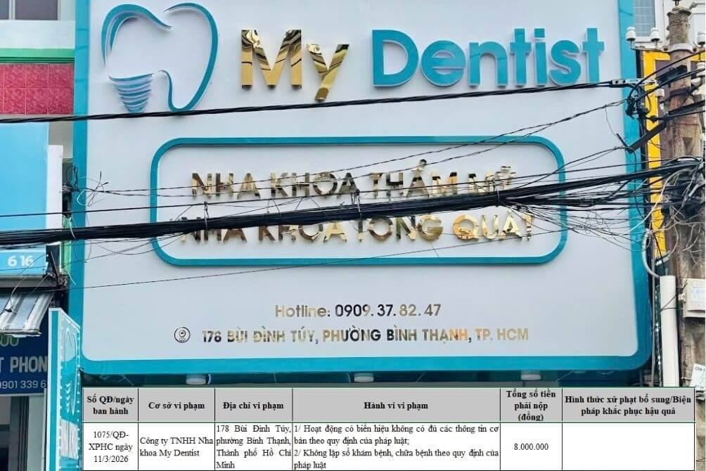 Nha Khoa My Dentist bị xử phạt hành chính Nha Khoa My Dentist bị xử phạt hành chính