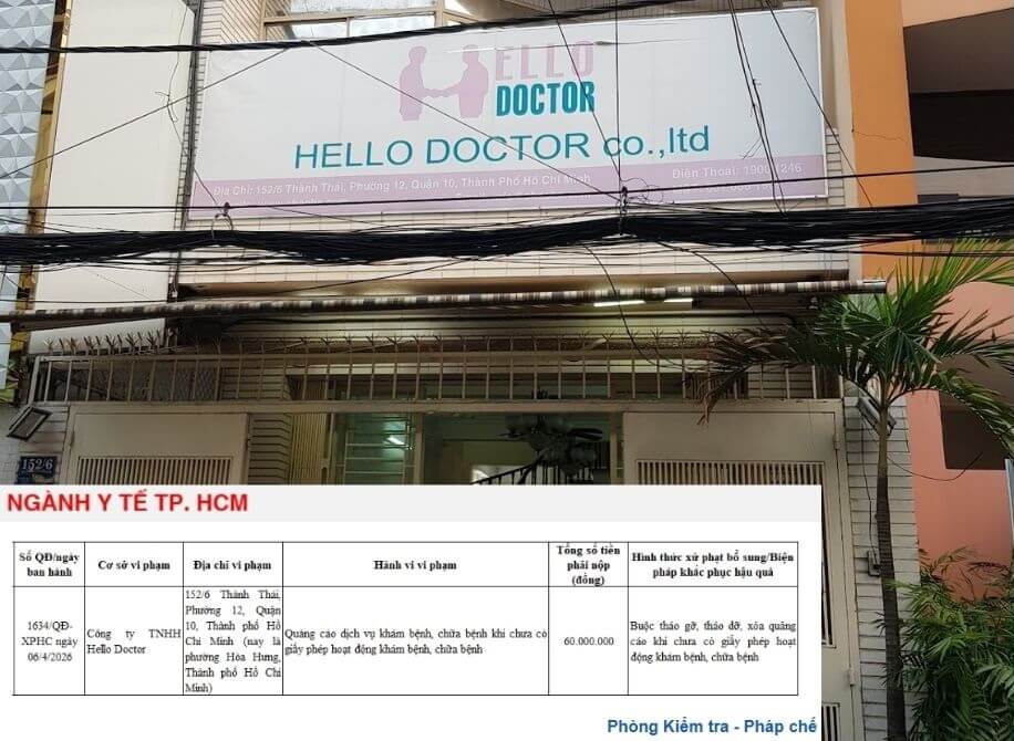 Phòng khám Hello Doctor vi phạm quảng cáo Phòng khám Hello Doctor vi phạm quảng cáo