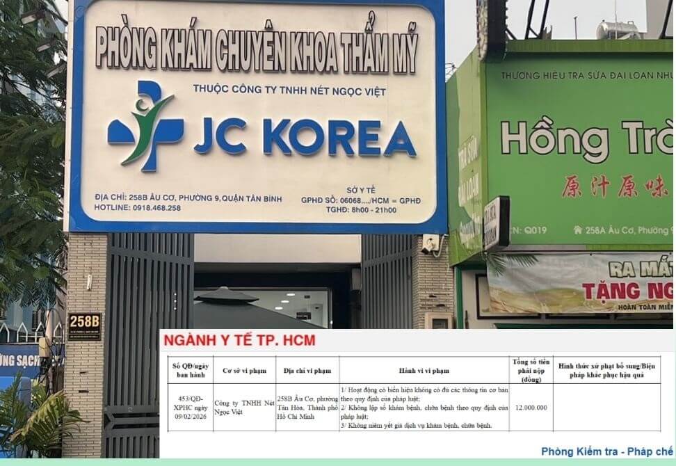 Phòng khám Thẩm mỹ Nét Ngọc Việt xử phạt Phòng khám Thẩm mỹ Nét Ngọc Việt xử phạt