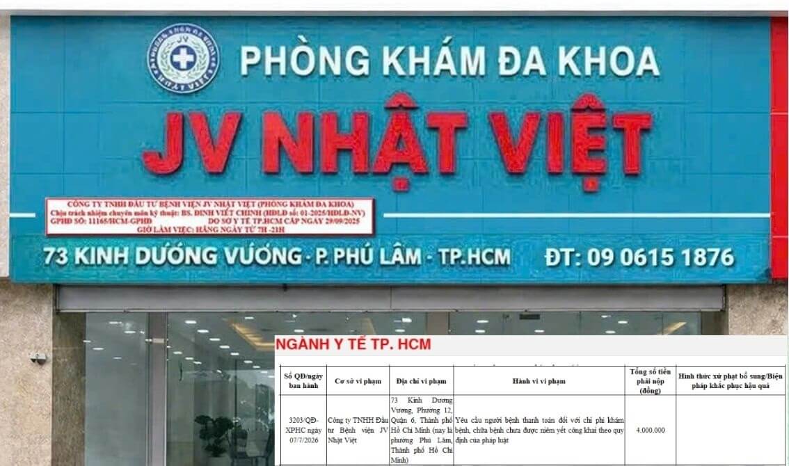 Bệnh viện JV Nhật Việt bị phạt Bệnh viện JV Nhật Việt bị phạt