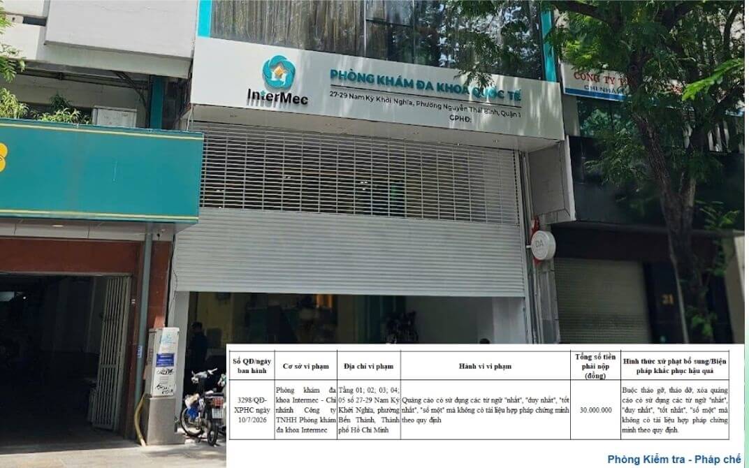 Phòng khám đa khoa Intermec vi phạm Phòng khám đa khoa Intermec vi phạm