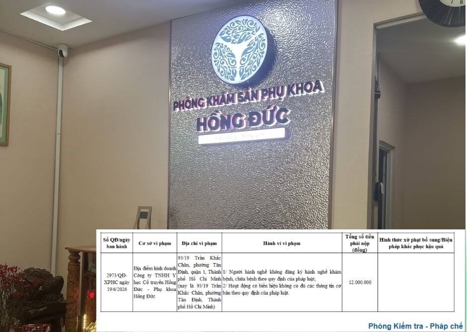Phòng khám Sản phụ khoa Hồng Đức vi phạm Phòng khám Sản phụ khoa Hồng Đức vi phạm