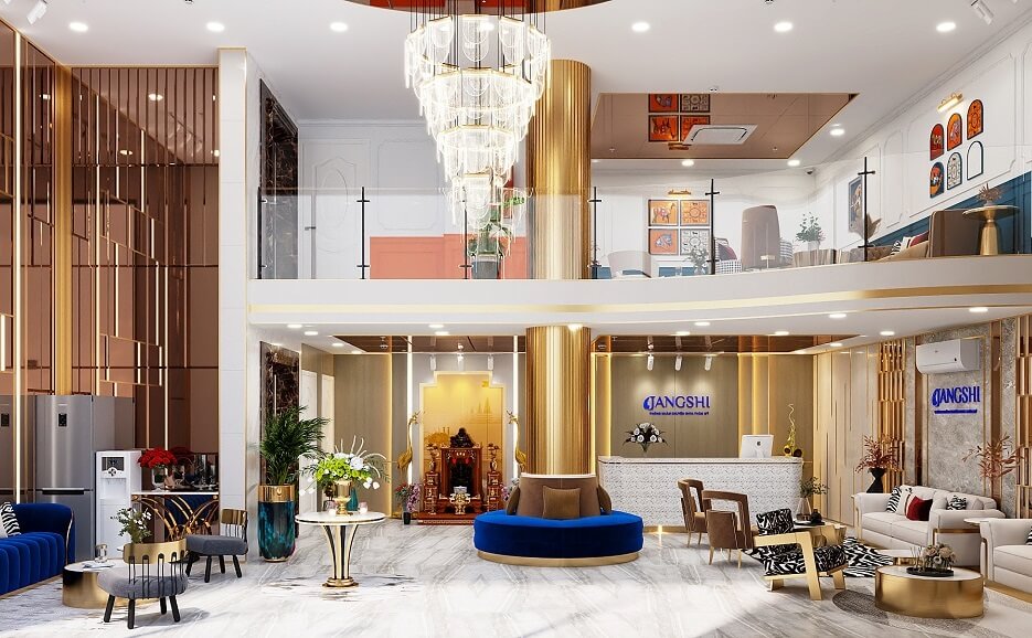 thiết kế lễ tân thẩm mỹ Jangshi Luxury tại TP.HCM thiết kế phòng khám thẩm mỹ Jangshi Luxury tại TP.HCM